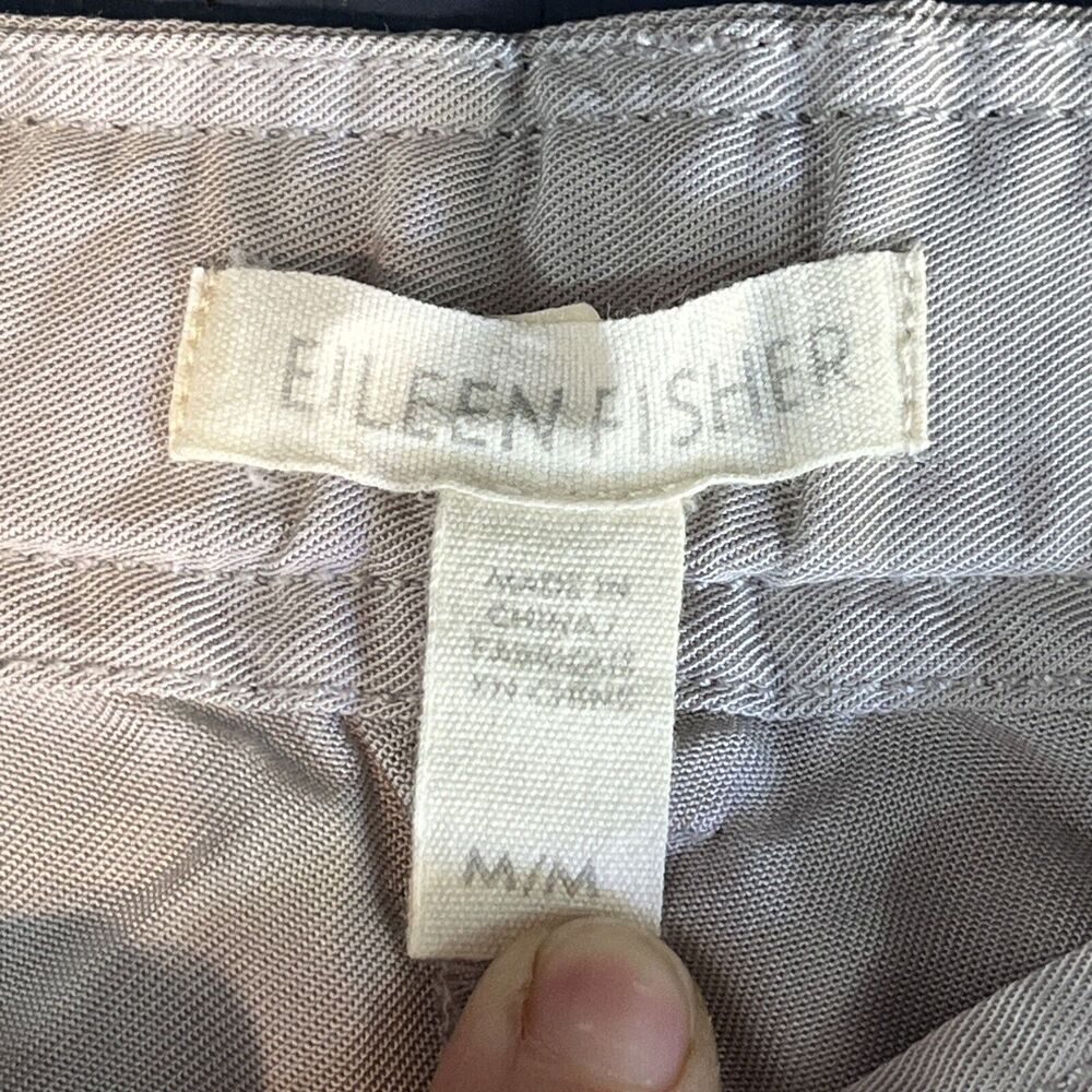 EILEEN FISHER Pants Size Medium Capris Cuff Crop Lightweight Zip Beige Cream - Picture 6 of 8